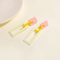 Women's Light Luxury Color Block Acrylic Geometric Hollow Square S925 Silver Needle Drop Stud Earrings view 4