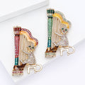 Alloy Cat Playing Harp Brooch Pin For Creative Clothing Decoration view 2