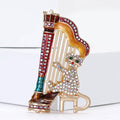 Alloy Cat Playing Harp Brooch Pin For Creative Clothing Decoration view 4