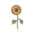 Alloy Rhinestone Sunflower Brooch Pin For Women's Clothing Decoration – Yellow view 5