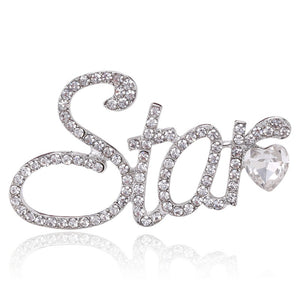Alloy Rhinestone Letter Brooch And Scarf Clip For Garment Decoration