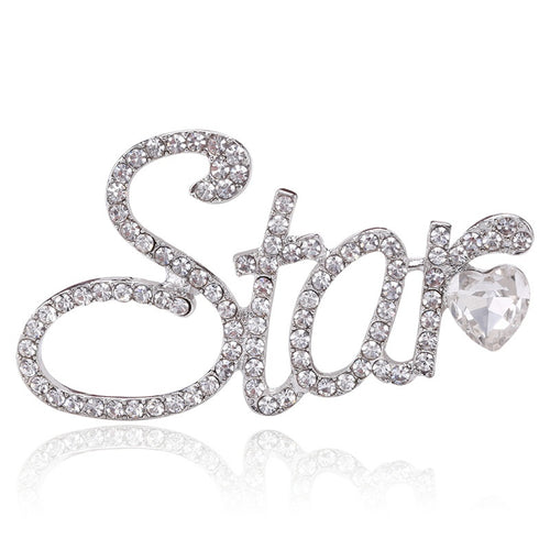 Alloy Rhinestone Letter Brooch And Scarf Clip For Garment Decoration