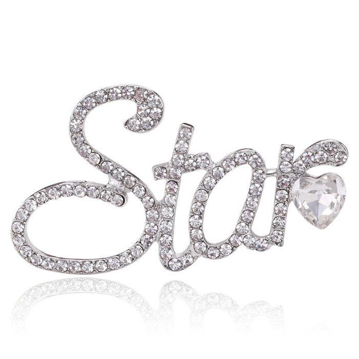 Alloy Rhinestone Letter Brooch And Scarf Clip For Garment Decoration