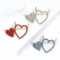 Elegant Alloy Rhinestone Heart Brooch Pin For Valentine's Day Apparel view 2