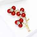 Metal Alloy Rhinestone Red Plum Blossom Brooch Pin For Women's Apparel view 4