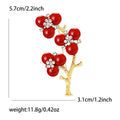 Metal Alloy Rhinestone Red Plum Blossom Brooch Pin For Women's Apparel view 5