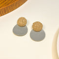 Vintage Bohemian Raffia Woven Ball Wood Hollow Circle Disc Geometric Vacation Stud Earrings view 3