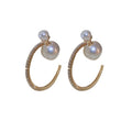 Alloy Geometric Pearl Rhinestone Hoop Earrings With Silver Needle French Korean Style view 5