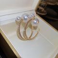 Alloy Geometric Pearl Rhinestone Hoop Earrings With Silver Needle French Korean Style view 2