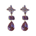 Silver-Tone Metal Floral Rhinestone Teardrop Drop Earrings, Elegant OL Style Fashion Jewelry view 5