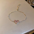 Light Luxury Metal Zircon Heart Adjustable Bangle Korean Fashion OL Jewelry view 4