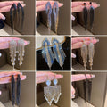 Metal Full Rhinestone Tassel Drop Earrings Fashion OL Statement Dangle Jewelry view 1