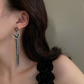 Metal Full Rhinestone Tassel Drop Earrings Fashion OL Statement Dangle Jewelry view 4