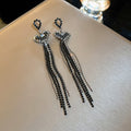 Metal Full Rhinestone Tassel Drop Earrings Fashion OL Statement Dangle Jewelry view 3