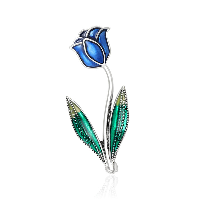 Alloy Enamel Rose Brooch Pin For Fashion Lapel Decoration