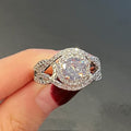 Hollow Full Zircon Engagement Ring For Women With European Style Inlaid Topaz Setting view 3