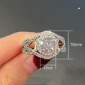 Hollow Full Zircon Engagement Ring For Women With European Style Inlaid Topaz Setting view 4