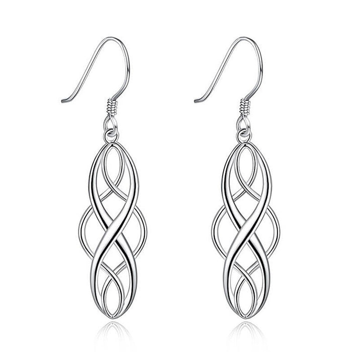 Fashion OL Hollow Twisted Geometric Long Drop Earrings Minimalist Creative Women Ear Jewelry