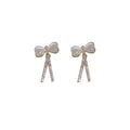 Korean Style Gold Plated Metal Stud Earrings With Zircon Pearl Bow Flower Heart Star Design view 5