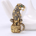 Alloy Full Rhinestone Leopard Brooch Pin For Vintage Clothing Accessories view 6