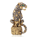 Alloy Full Rhinestone Leopard Brooch Pin For Vintage Clothing Accessories view 1