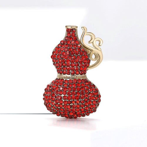 Alloy Rhinestone Gourd Brooch Pin For Women's Suits And Cardigans