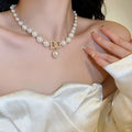 French Sweet Style Pearl Letter Pendant Necklace Light Luxury Round Bead Collarbone Chain view 2