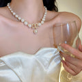 French Sweet Style Pearl Letter Pendant Necklace Light Luxury Round Bead Collarbone Chain view 4