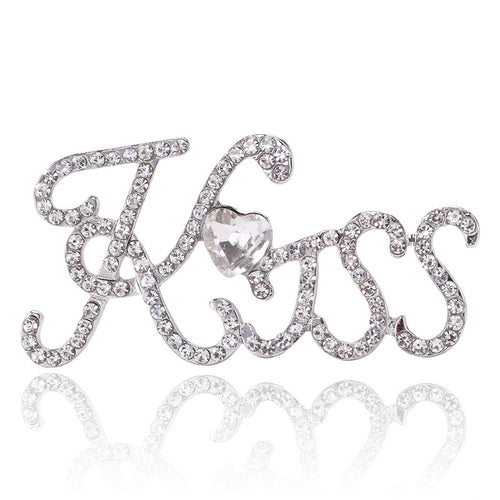 Alloy Rhinestone Letter Brooch Pin For Cute Clothing Decoration