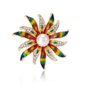 Alloy Enamel Sunflower Brooch With Rhinestones For Blazer Decoration view 5