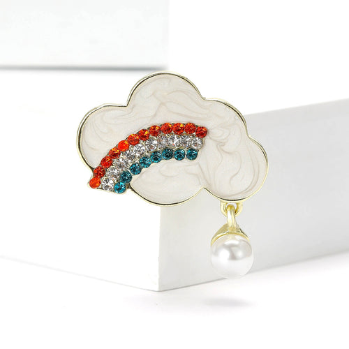 Alloy Rhinestone Rainbow Cloud Brooch Pin For Cute Women's Fashion