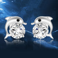 Micro Paved Zircon Dolphin Stud Earrings European Style Fashion Ear Jewelry For Women view 2