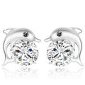 Micro Paved Zircon Dolphin Stud Earrings European Style Fashion Ear Jewelry For Women view 7