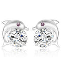 Micro Paved Zircon Dolphin Stud Earrings European Style Fashion Ear Jewelry For Women view 3