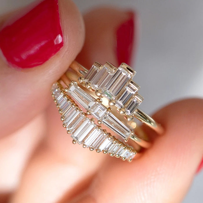 Minimalist Sparkling Zircon Index Finger Ring, Light Luxury Stackable Fashion Jewelry