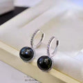 Baroque Vintage Black Pearl Zircon Drop Earrings, Elegant Simple Commuter Jewelry For Women view 3