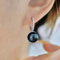 Baroque Vintage Black Pearl Zircon Drop Earrings, Elegant Simple Commuter Jewelry For Women view 4