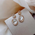 3D Geometric Imitation Cat Eye Stone Drop Earrings For Women, Korean Style Fashion Ear Jewelry view 2