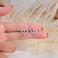 Sweet Heart Stud Earrings For Women Full Zircon Love Heart Ear Jewelry Fashion Accessories view 3