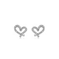 Sweet Heart Stud Earrings For Women Full Zircon Love Heart Ear Jewelry Fashion Accessories view 2