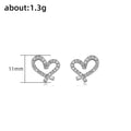 Sweet Heart Stud Earrings For Women Full Zircon Love Heart Ear Jewelry Fashion Accessories view 5