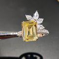 Vintage Princess Square Cut Zircon Flower Ring For Women With Yellow Stone And Lace Band view 6