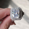 Oversized 10x12 Rectangular Zircon Wedding Ring For Anniversary Gift Fashion Jewelry view 3