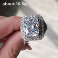 Oversized 10x12 Rectangular Zircon Wedding Ring For Anniversary Gift Fashion Jewelry view 4