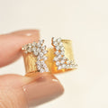 Luxury Micro Pave Zircon Gold Plated Unisex Ring, Wedding Party Finger Jewelry Accessory view 1