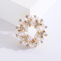 Alloy Pearl Wreath Rhinestone Brooch Pin For Elegant Apparel Decoration view 6