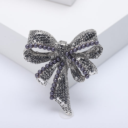 Alloy Pearl Bow Brooch Pin For Vintage Womens Clothing Accessories