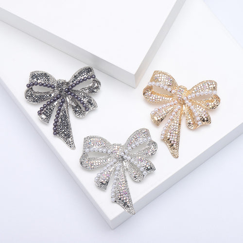 Alloy Pearl Bow Brooch Pin For Vintage Womens Clothing Accessories