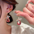 Korean Style Metal Zircon Butterfly Teardrop Drop Earrings For Women Light Luxury Jewelry view 2