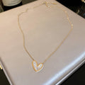Korean Japanese Stainless Steel Heart Pendant Necklace Sweet Minimalist Clavicle Chain for Women view 3